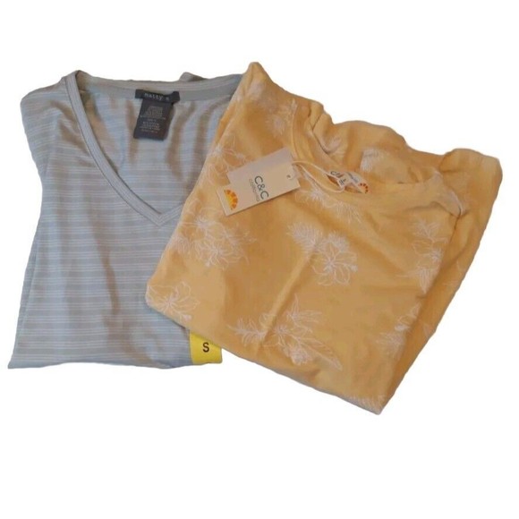 C&C California Matty M 2 Pc Lot Sz S T Shirt Tops Yellow Sky Blue NWT - Picture 11 of 11